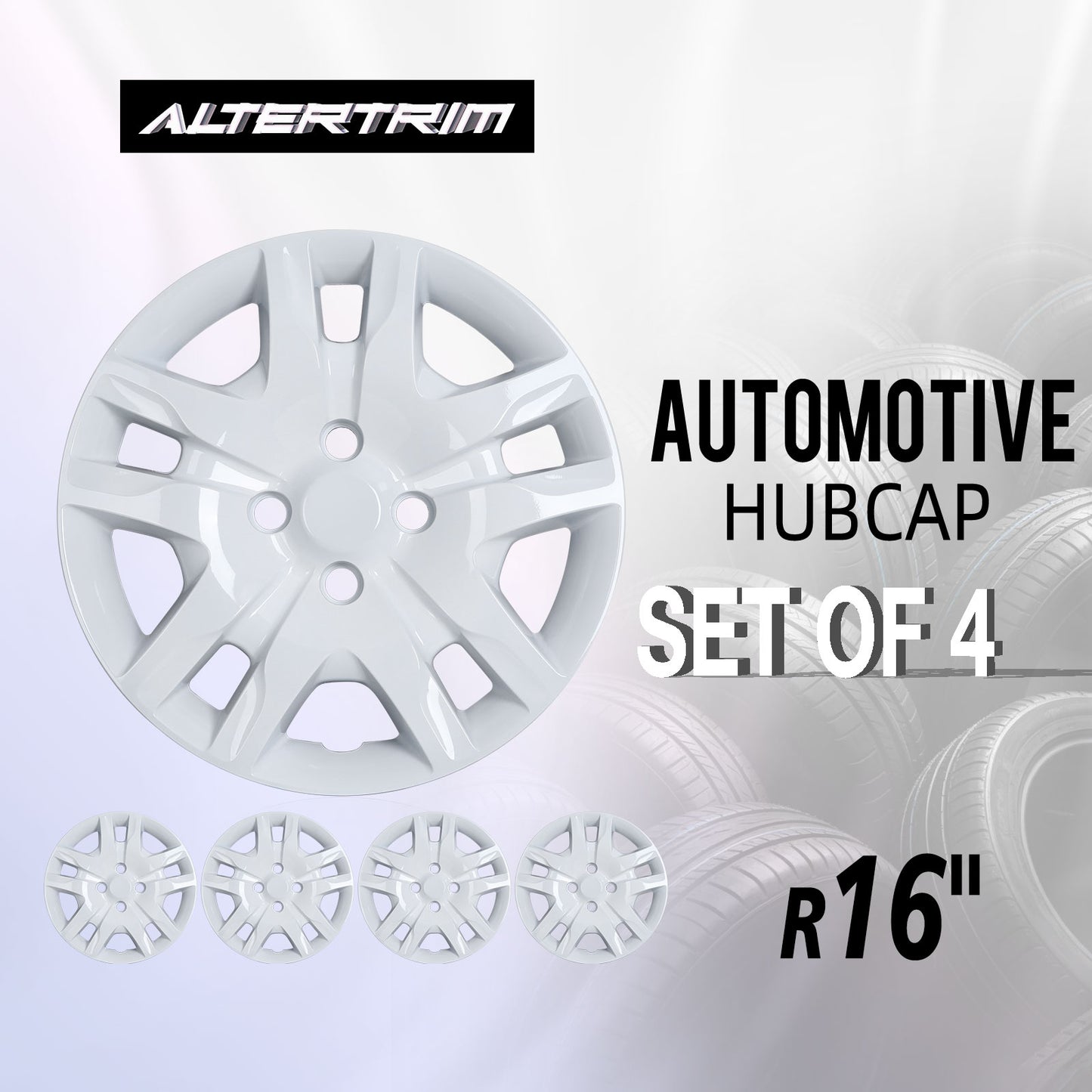 16 Inch Wheel Hubcaps for 2007-2012 Nissan Sentra - White Lacquer