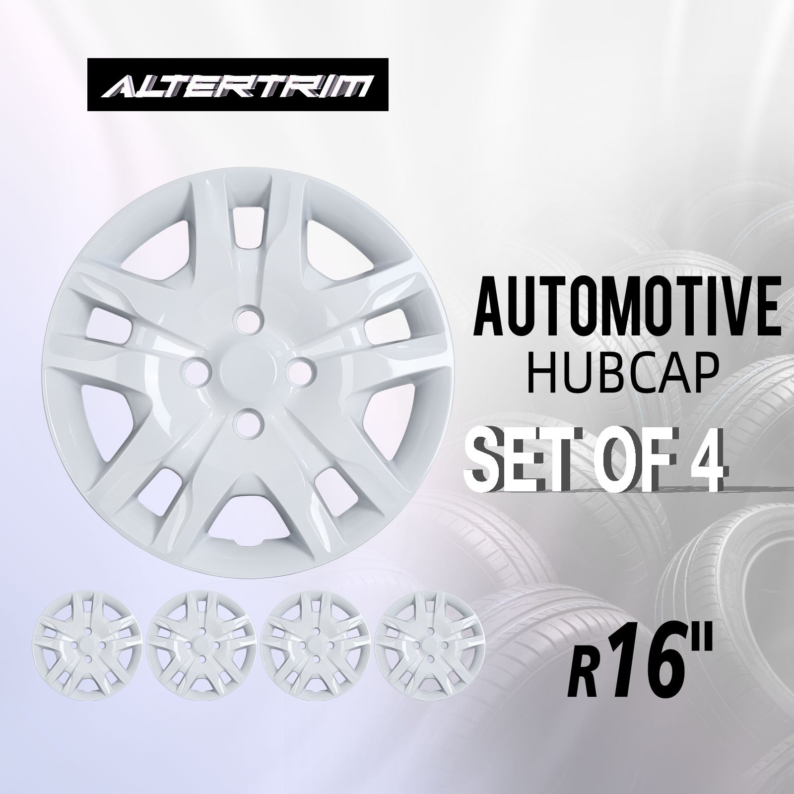 16 Inch Wheel Hubcaps for 2007-2012 Nissan Sentra - White Lacquer