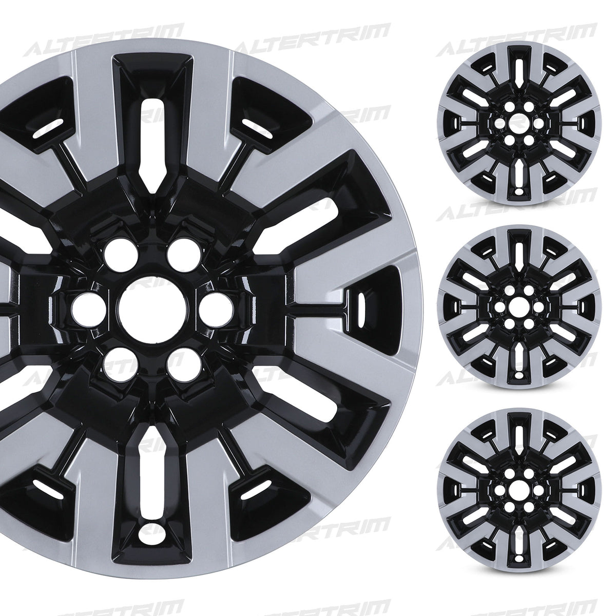 17 Inch Wheel Skins for 2022-2025 NISSAN FRONTIER SV，SL，SL model - Silver Lacquer&Black Lacquer