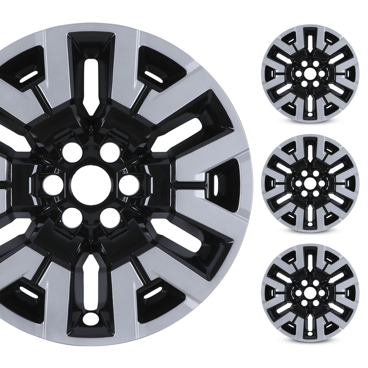17 Inch Wheel Skins for 2022-2025 NISSAN FRONTIER SV，SL，SL model - Silver Lacquer&Black Lacquer