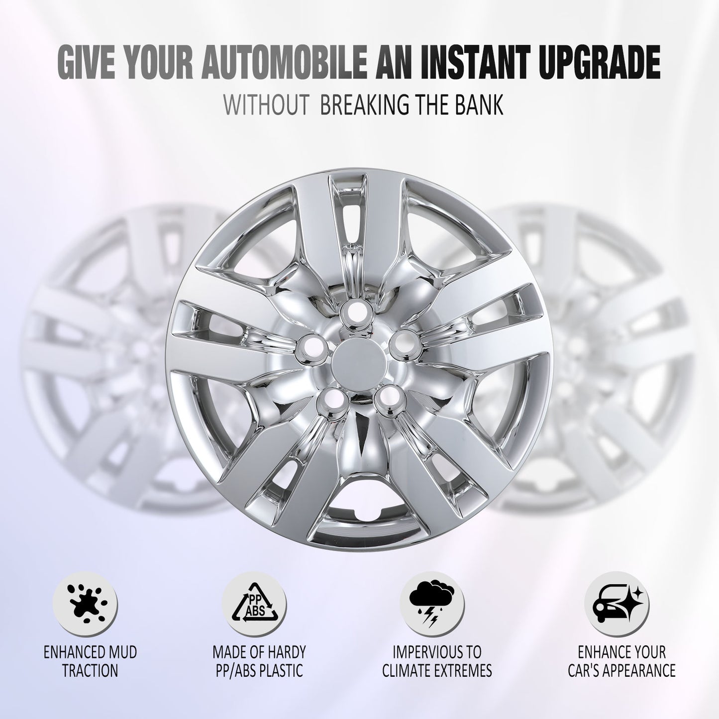 16 Inch Wheel Hubcaps for 2007-2012 Nissan Altima Sedan/2008-2009 Nissan Altima Coupe - Chrome