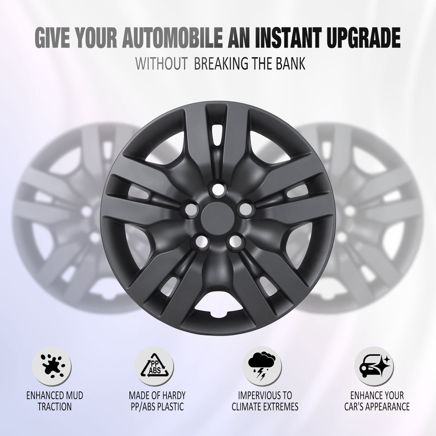 16 Inch Wheel Hubcaps for 2007-2012 Nissan Altima Sedan/2008-2009 Nissan Altima Coupe - Matte Black