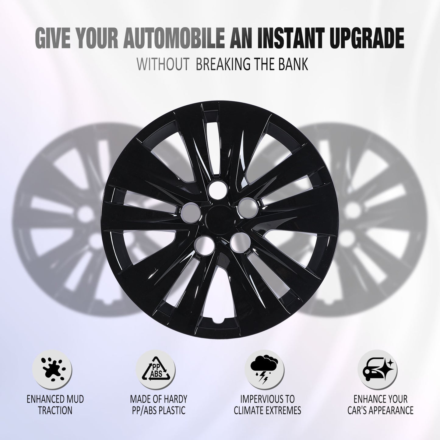 16 Inch Wheel Hubcaps for 2020-2026 Nissan Sentra - Black Lacquer