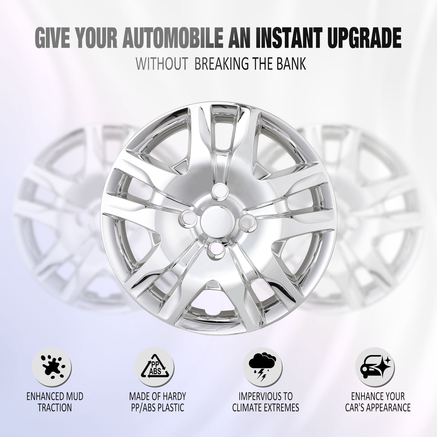 16 Inch Wheel Hubcaps for 2007-2012 Nissan Sentra - Chrome