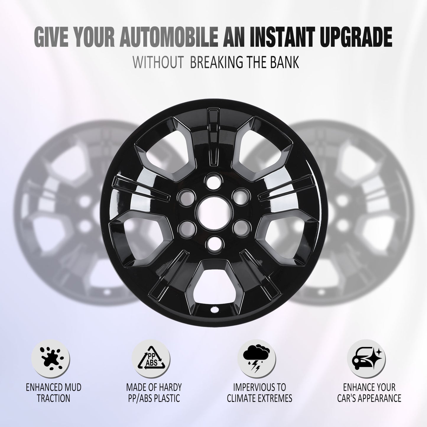 18 Inch Wheel Skins for 2014-2019 Chevy Silverado 1500 - Black Lacquer