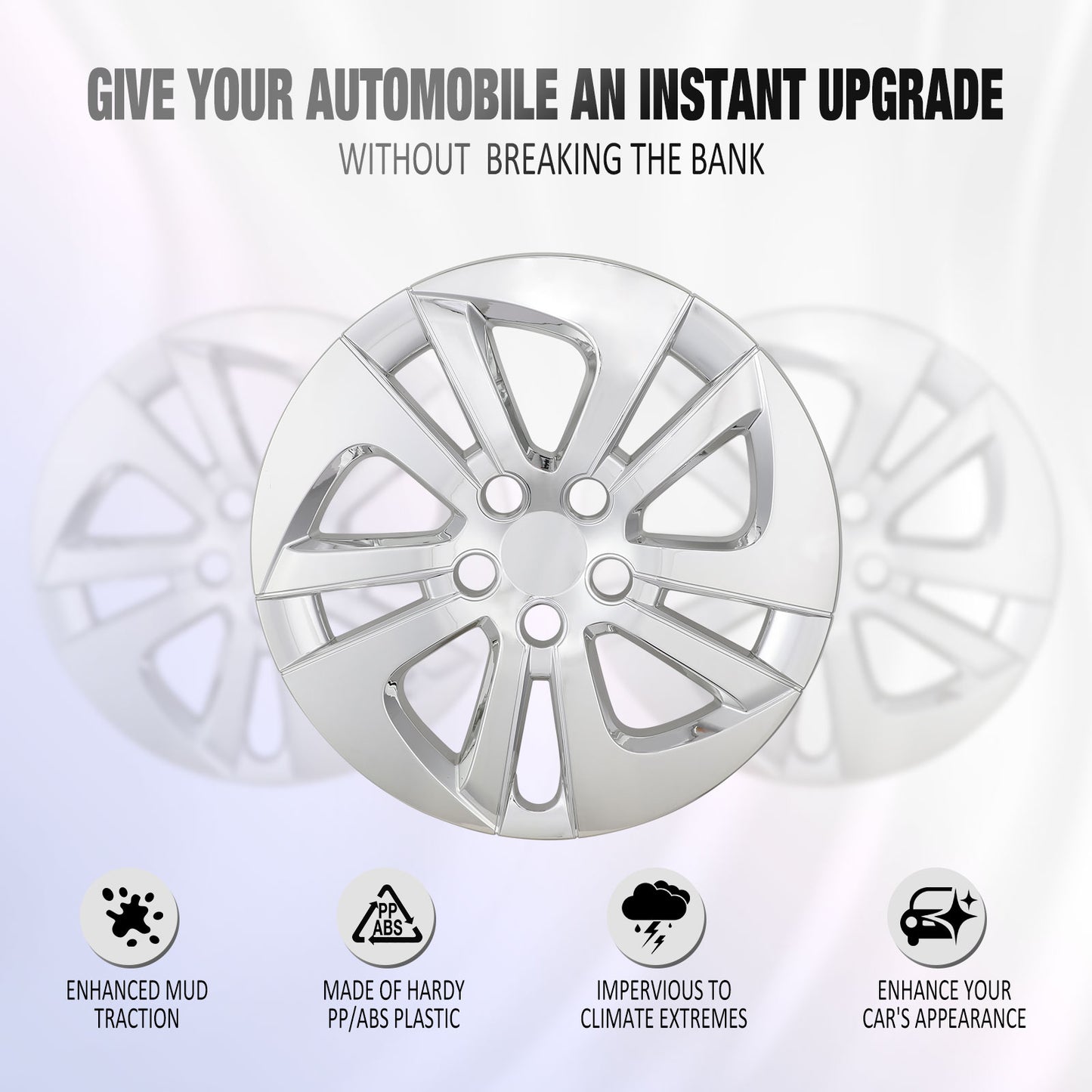 15 Inch Wheel Hubcaps for 2016-2022 TOYOTA Prius/ 2020-2024 TOYOTA Corolla - Chrome