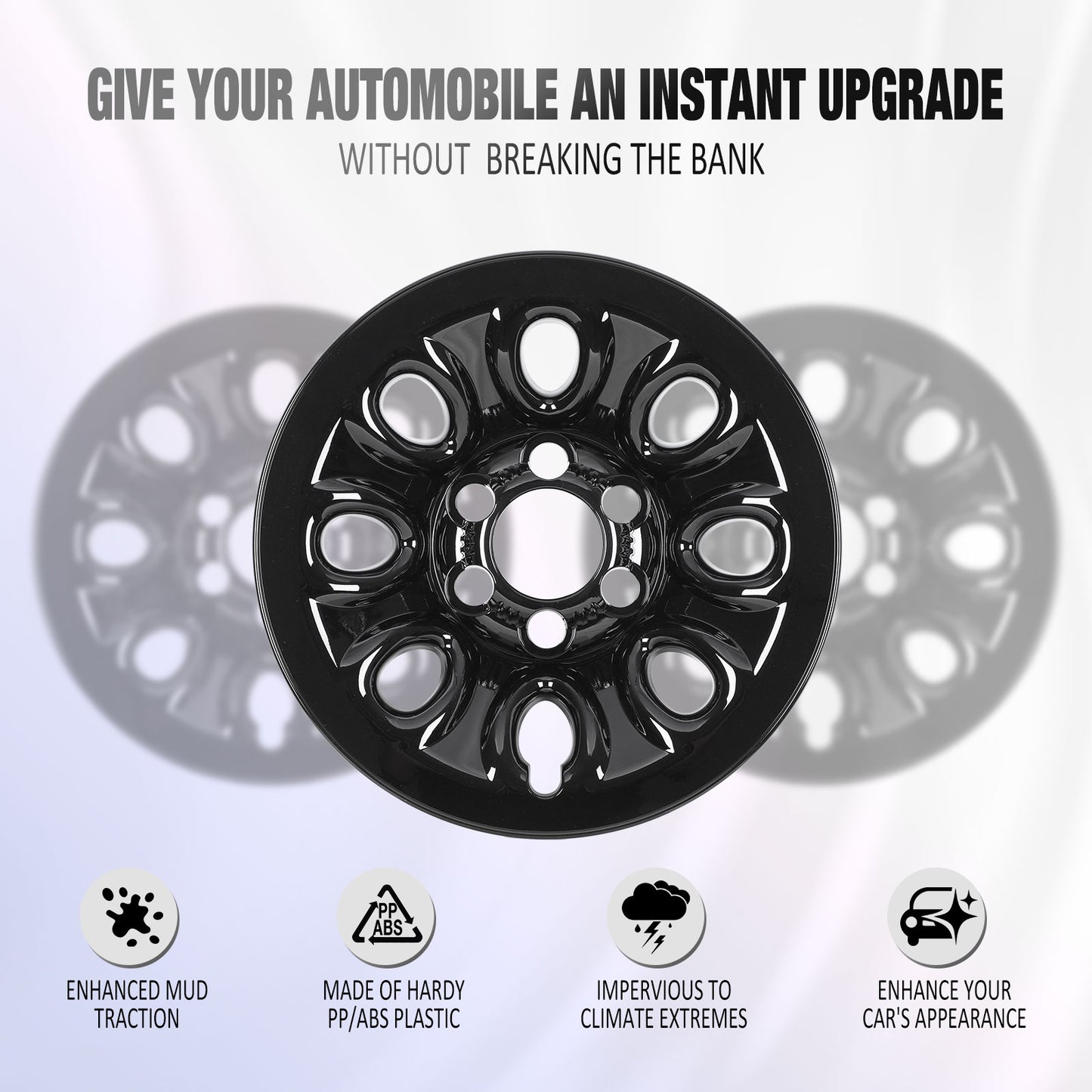 17 Inch Wheel Skins for 05-13 Chevy Silverado GMC Sierra 1500 - Black Lacquer