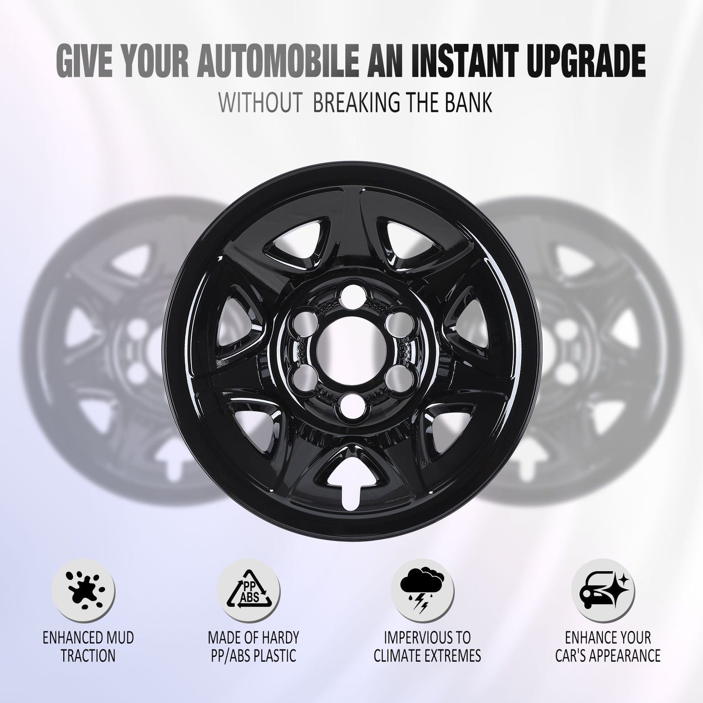 17 Inch Wheel Skins for 14-19 Chevy Silverado GMC Sierra 1500 - Black Lacquer