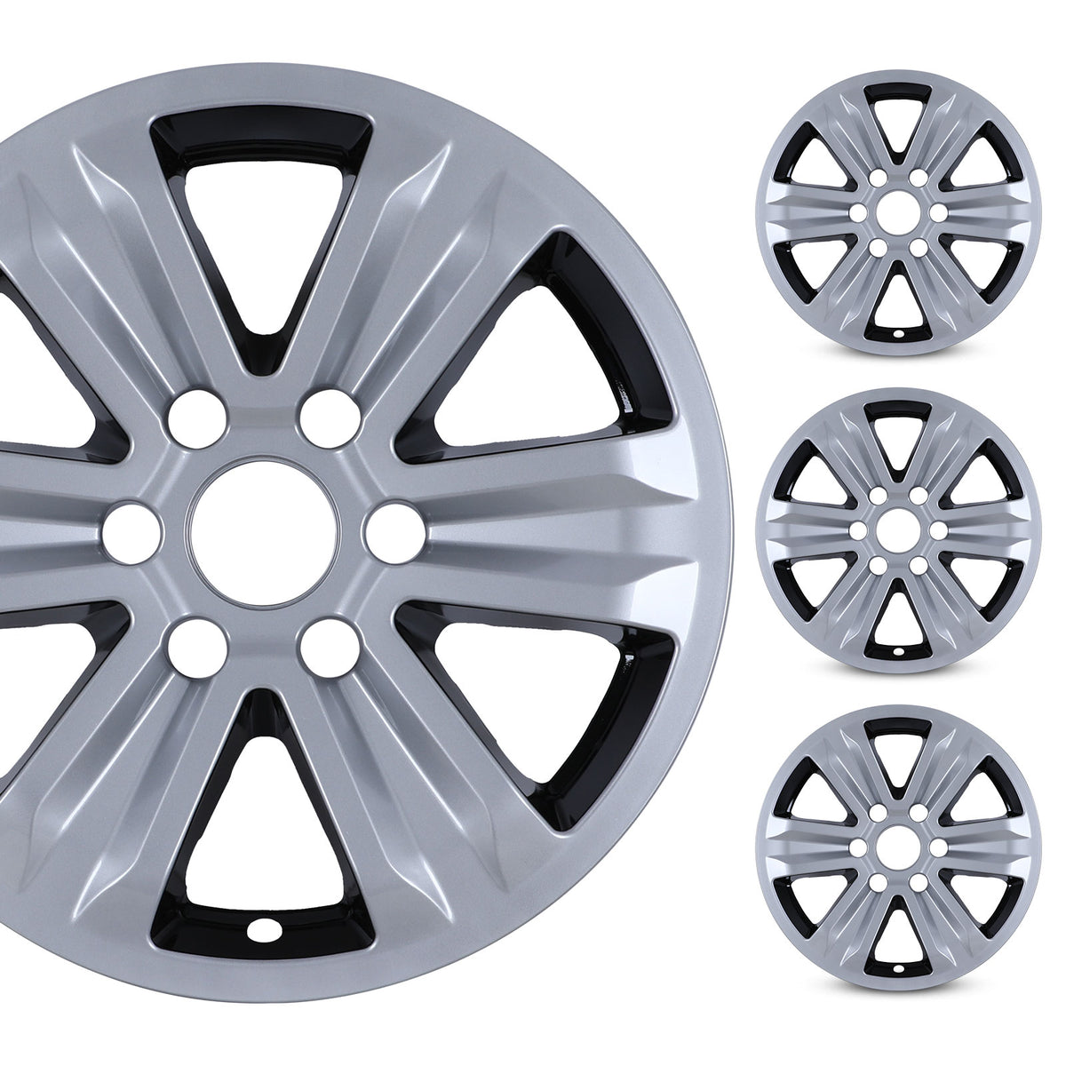 17 Inch Wheel Skins for 2015-2020 Ford F-150 - Silver Lacquer&Black Lacquer