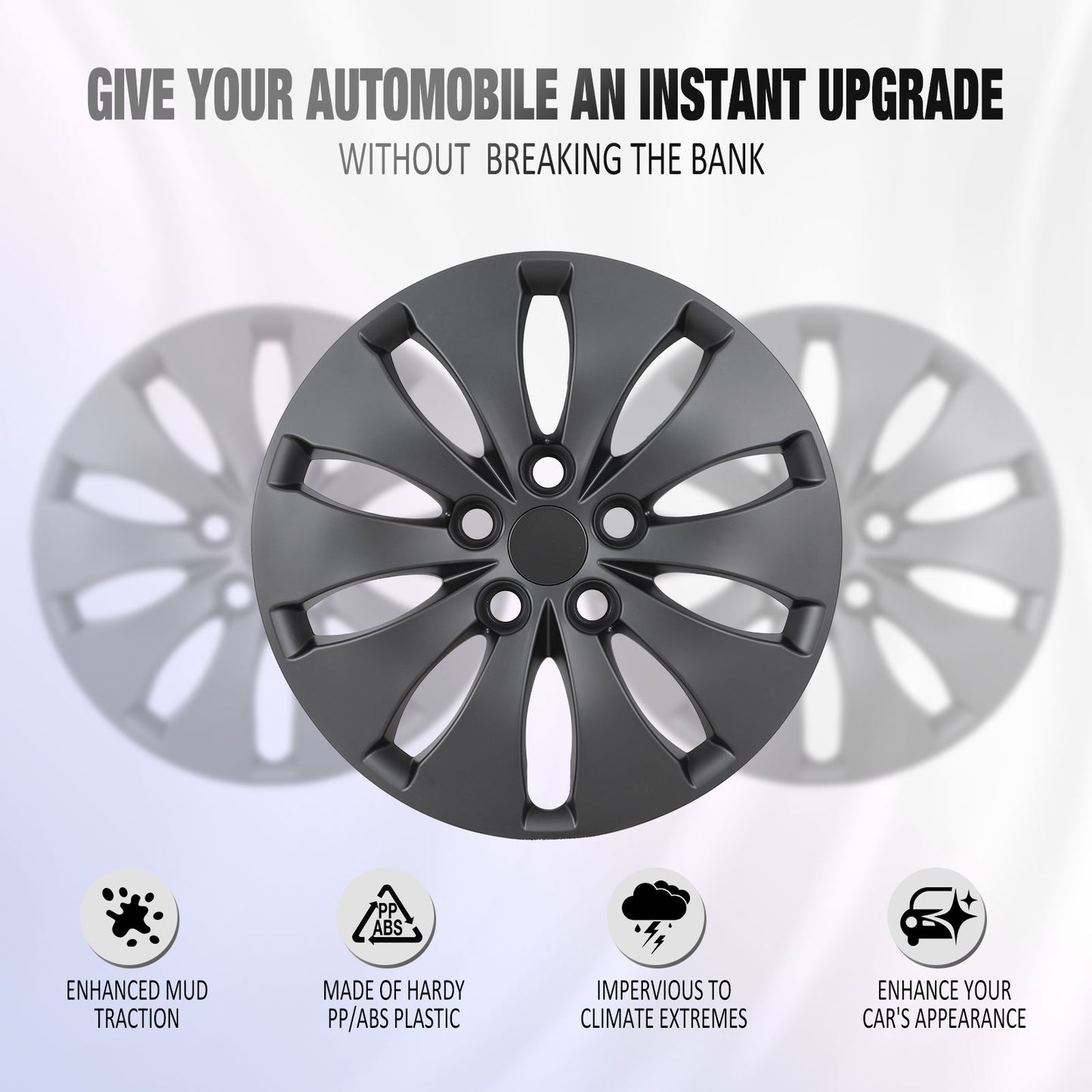 16 Inch Wheel Hubcaps for 2008-2012 Honda Accord Sedan - Matte Black