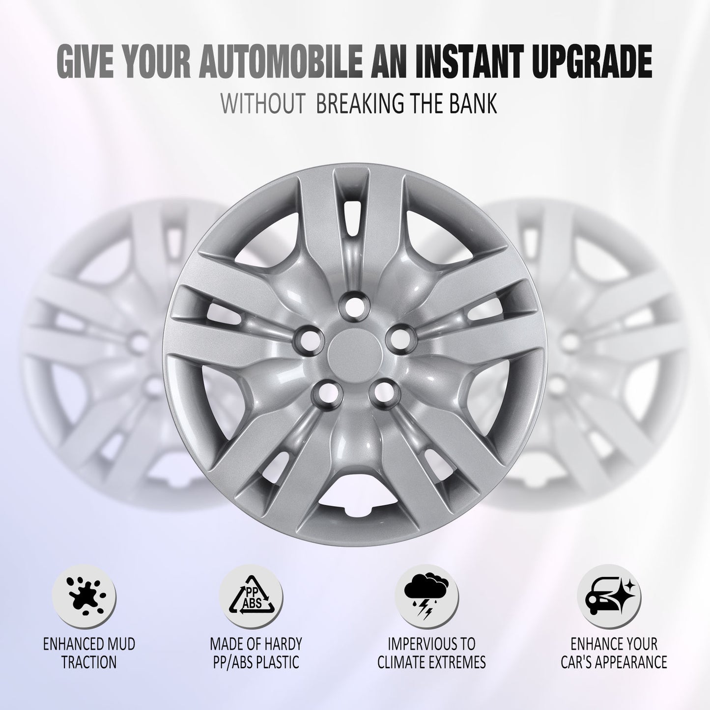 16 Inch Wheel Hubcaps for 2007-2012 Nissan Altima Sedan/2008-2009 Nissan Altima Coupe - Lacquer
