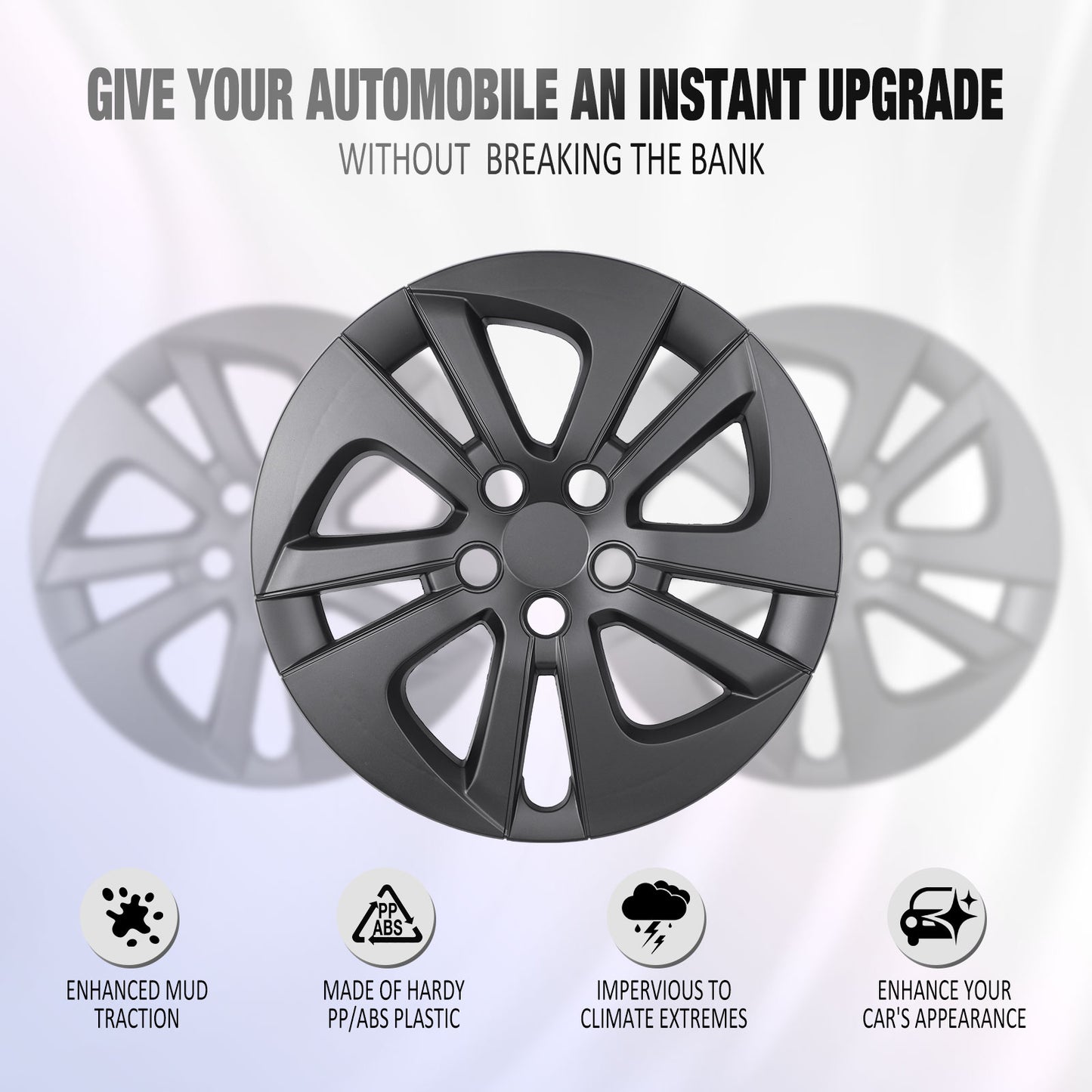 15 Inch Wheel Hubcaps for 2016-2022 TOYOTA Prius/ 2020-2024 TOYOTA Corolla - Matte Black