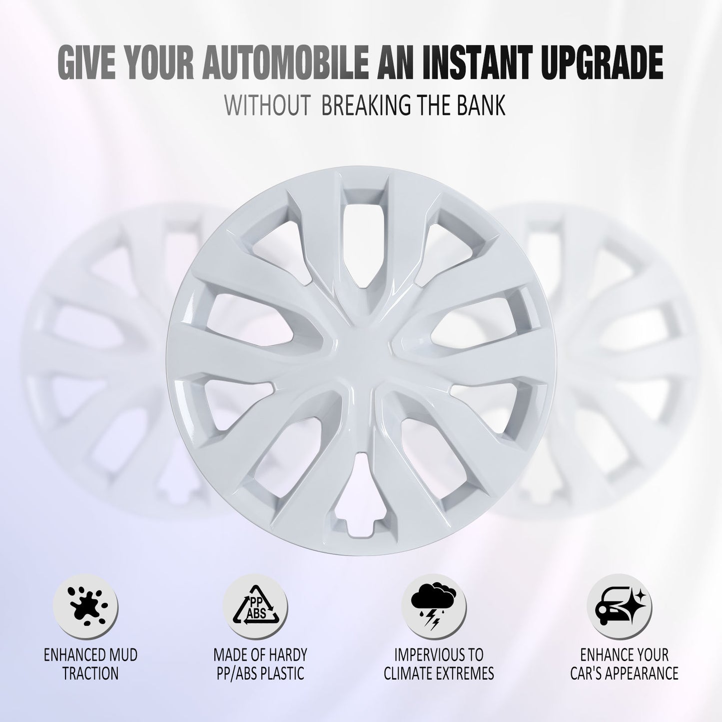 17 Inch Wheel Hubcaps for 2014-2020 Nissan Rogue - White Lacquer