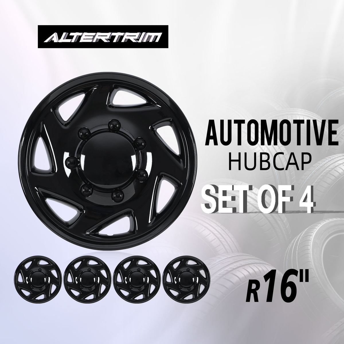 16 Inch Wheel Skins for 1992-2014 Ford E Series Van - Black Lacquer
