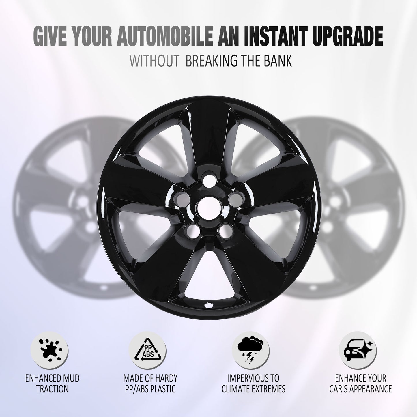 20 Inch Wheel Skins for 2013-2018 Dodge Ram 1500 & 2019-2023 Ram 1500 Classic - Black Lacquer