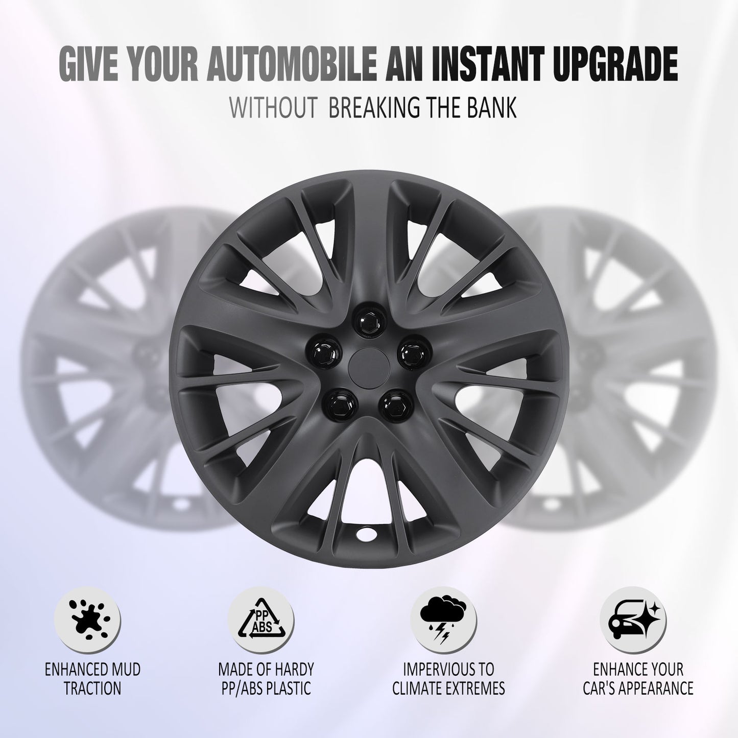 18 Inch Wheel Hubcaps for 2014-2020 Chevy Impala - Matte Black