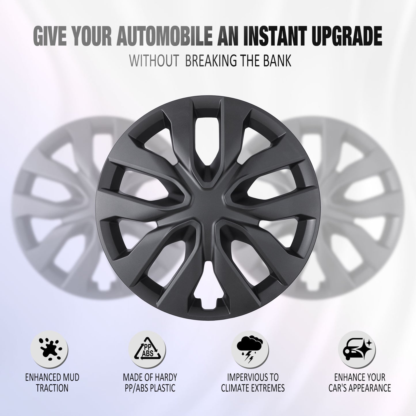 17 Inch Wheel Hubcaps for 2014-2020 Nissan Rogue - Matte Black