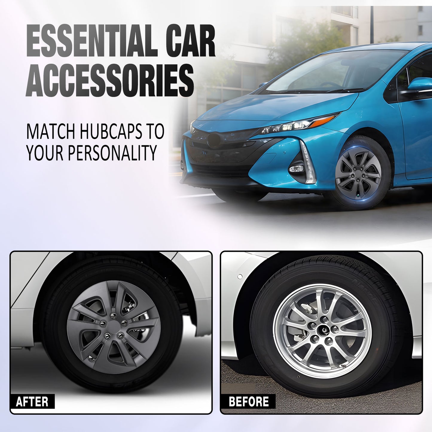 15 Inch Wheel Hubcaps for 2016-2022 TOYOTA Prius/ 2020-2024 TOYOTA Corolla - Matte Black