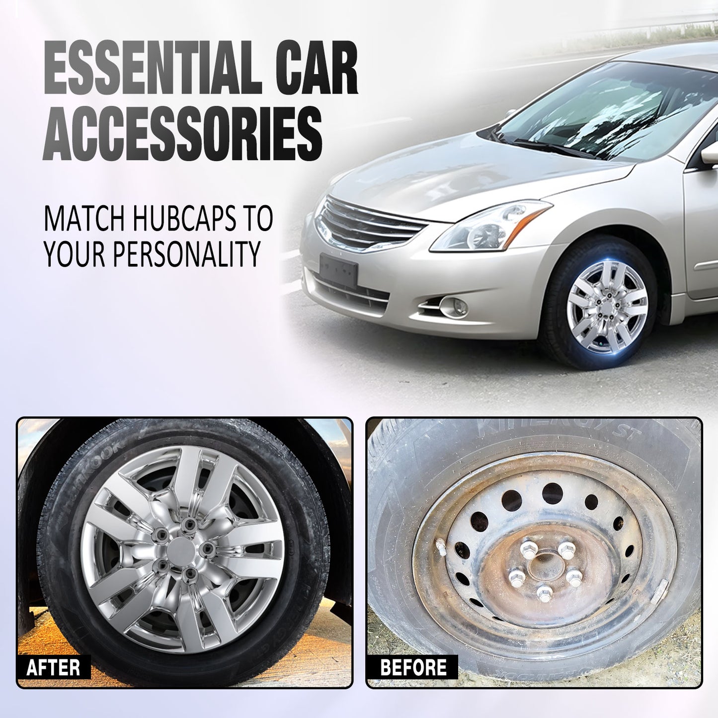 16 Inch Wheel Hubcaps for 2007-2012 Nissan Altima Sedan/2008-2009 Nissan Altima Coupe - Chrome