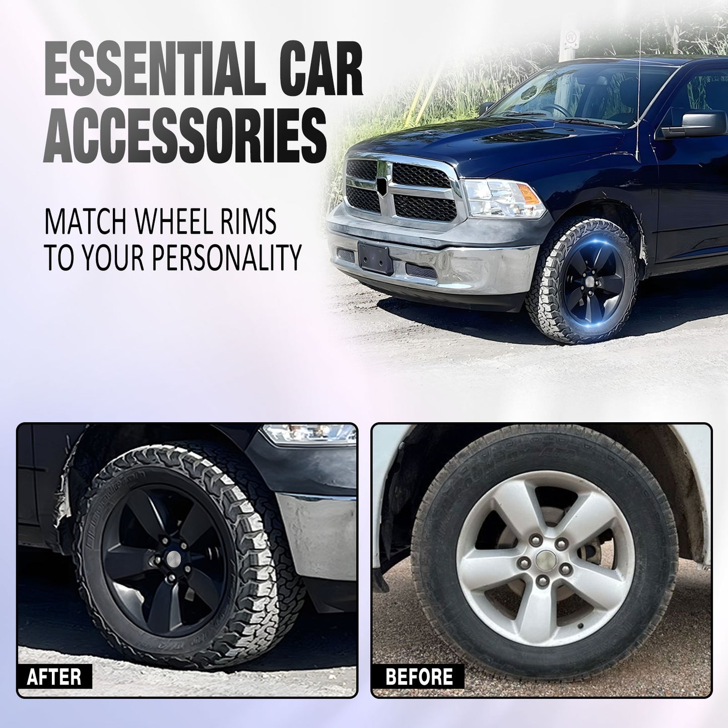 20 Inch Wheel Skins for 13-23 Dodge Ram 1500 Classic - Matte Black