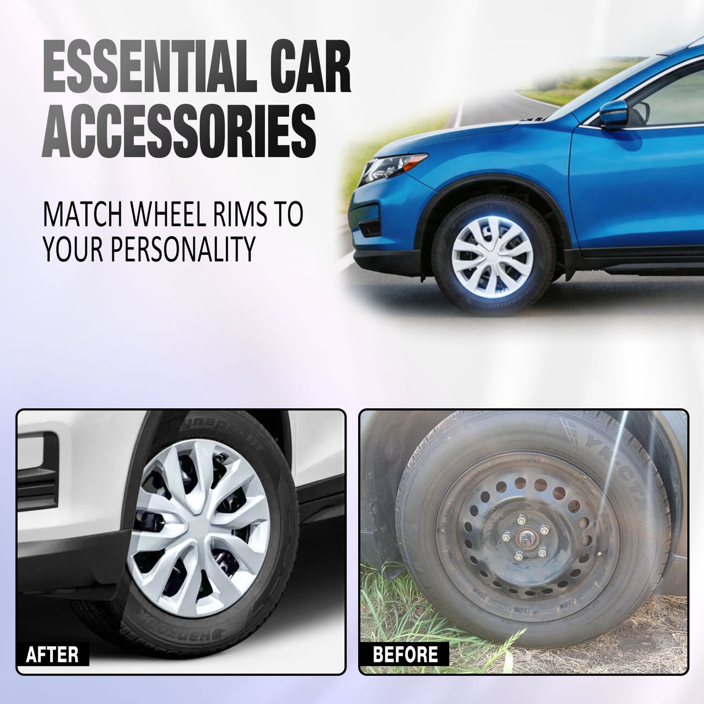17 Inch Wheel Hubcaps for 2014-2020 Nissan Rogue - White Lacquer