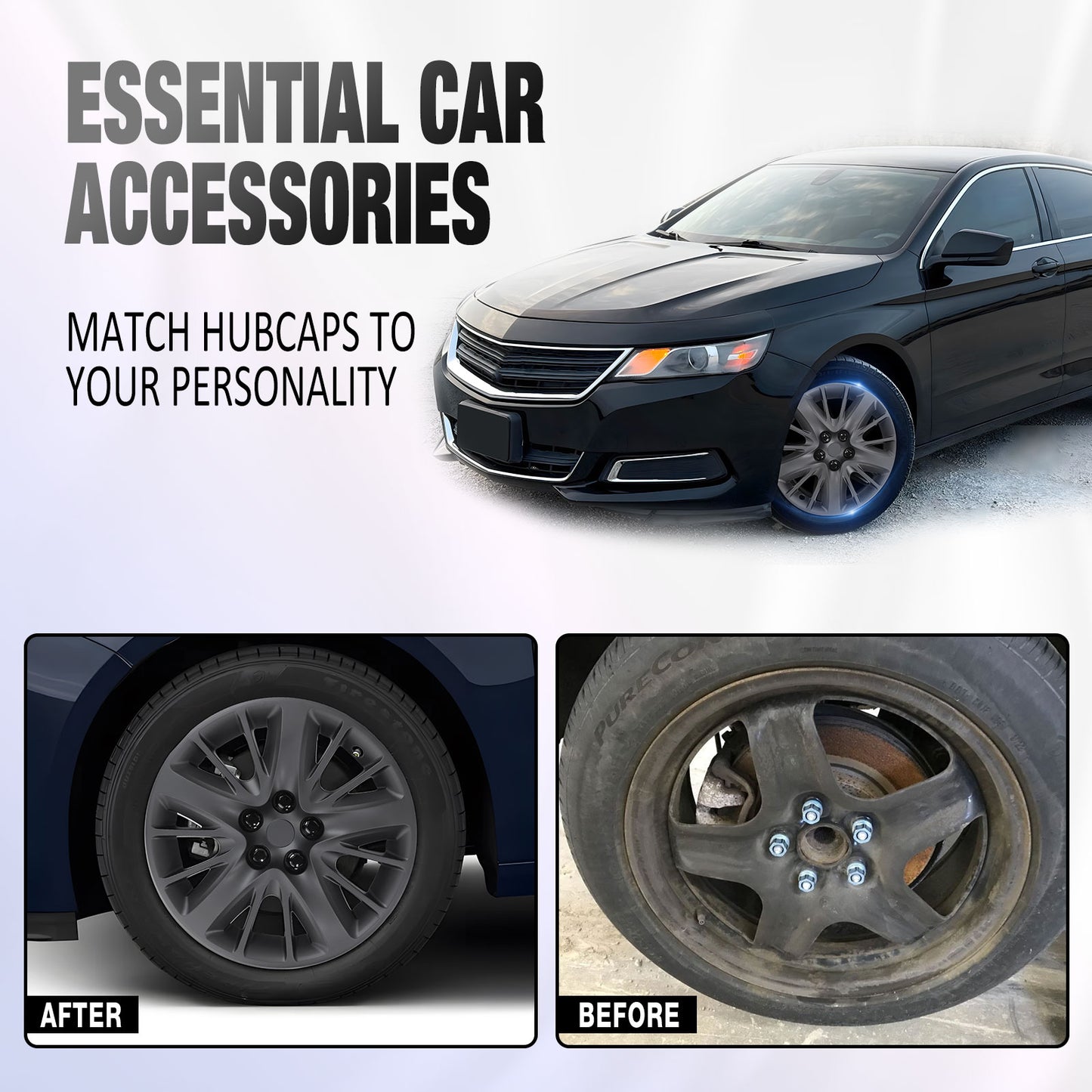 18 Inch Wheel Hubcaps for 2014-2020 Chevy Impala - Matte Black