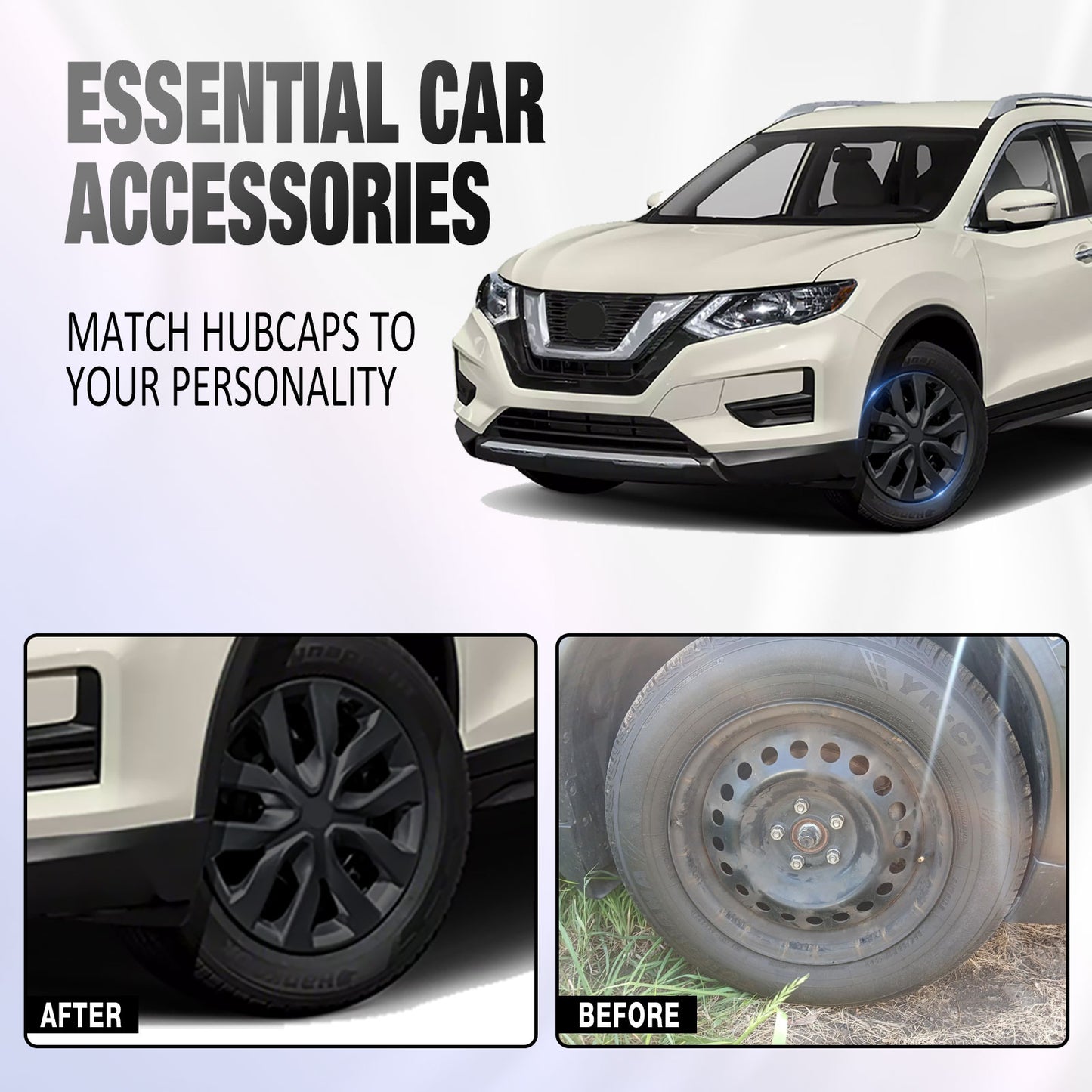 17 Inch Wheel Hubcaps for 2014-2020 Nissan Rogue - Matte Black