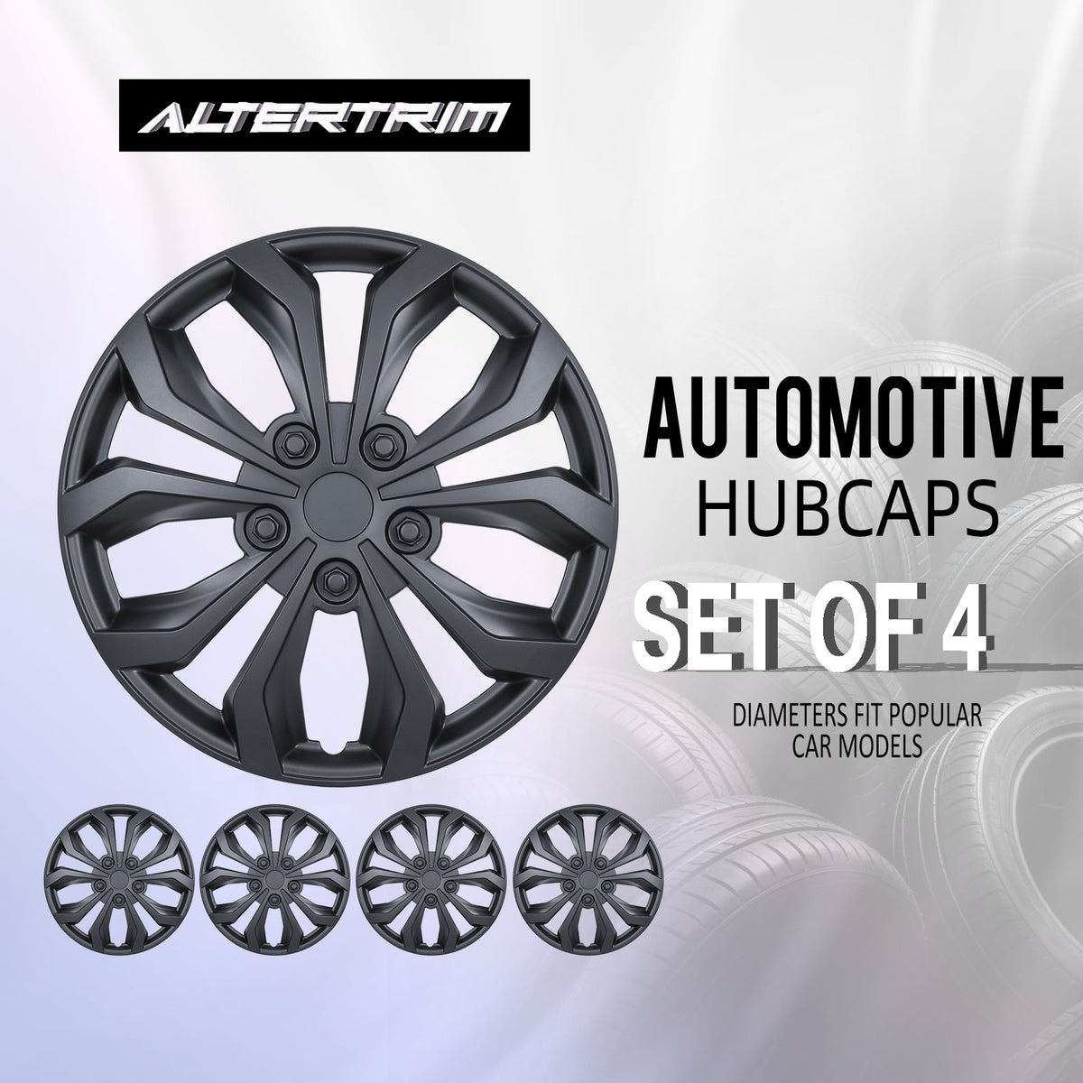15 Inch Universal Hubcaps for Steel Wheel Rims Cover - Matte Black