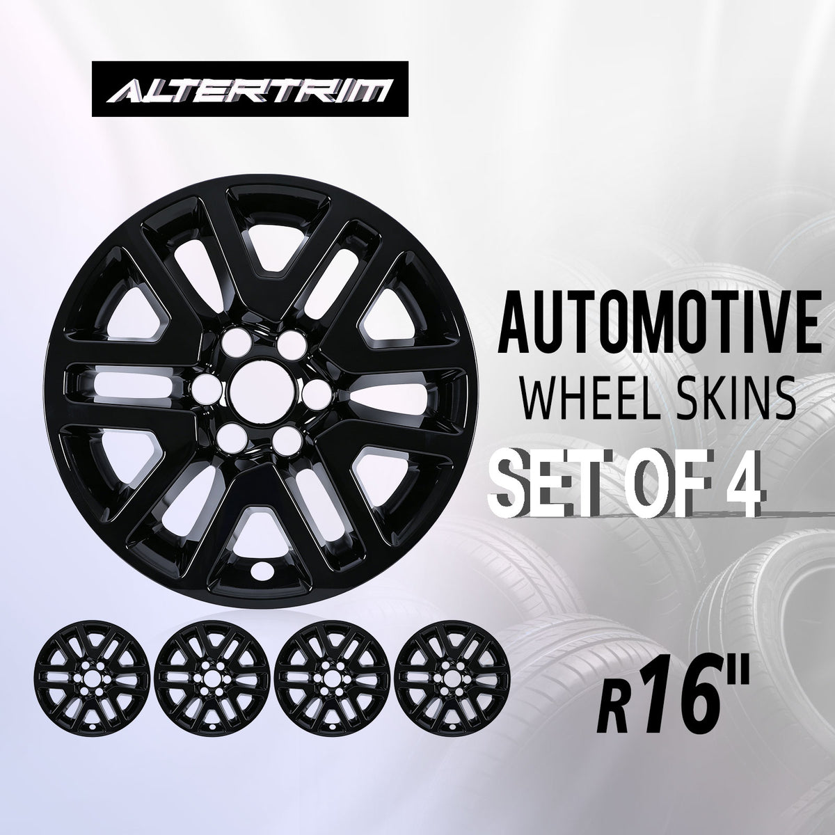 17 Inch Wheel Skins for 2014-2021 Nissan Frontier - Black Lacquer