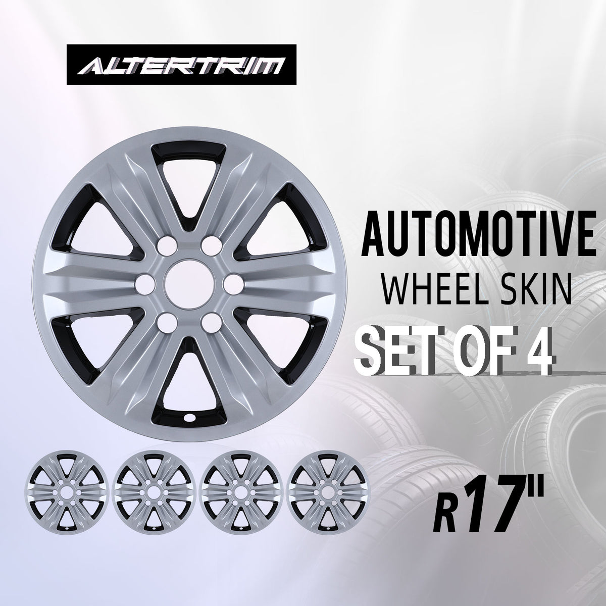 17 Inch Wheel Skins for 2015-2020 Ford F-150 - Silver Lacquer&Black Lacquer