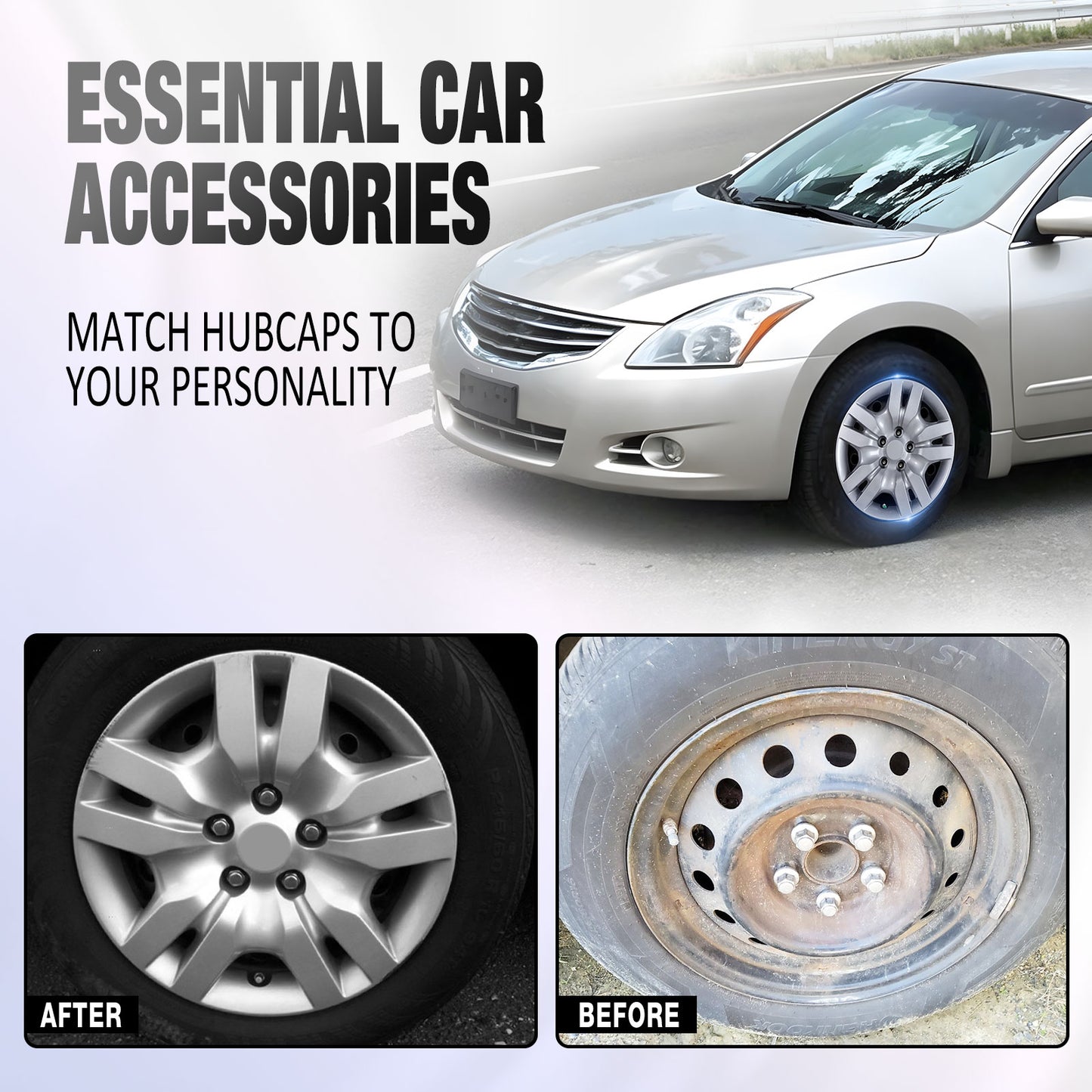 16 Inch Wheel Hubcaps for 2007-2012 Nissan Altima Sedan/2008-2009 Nissan Altima Coupe - Lacquer