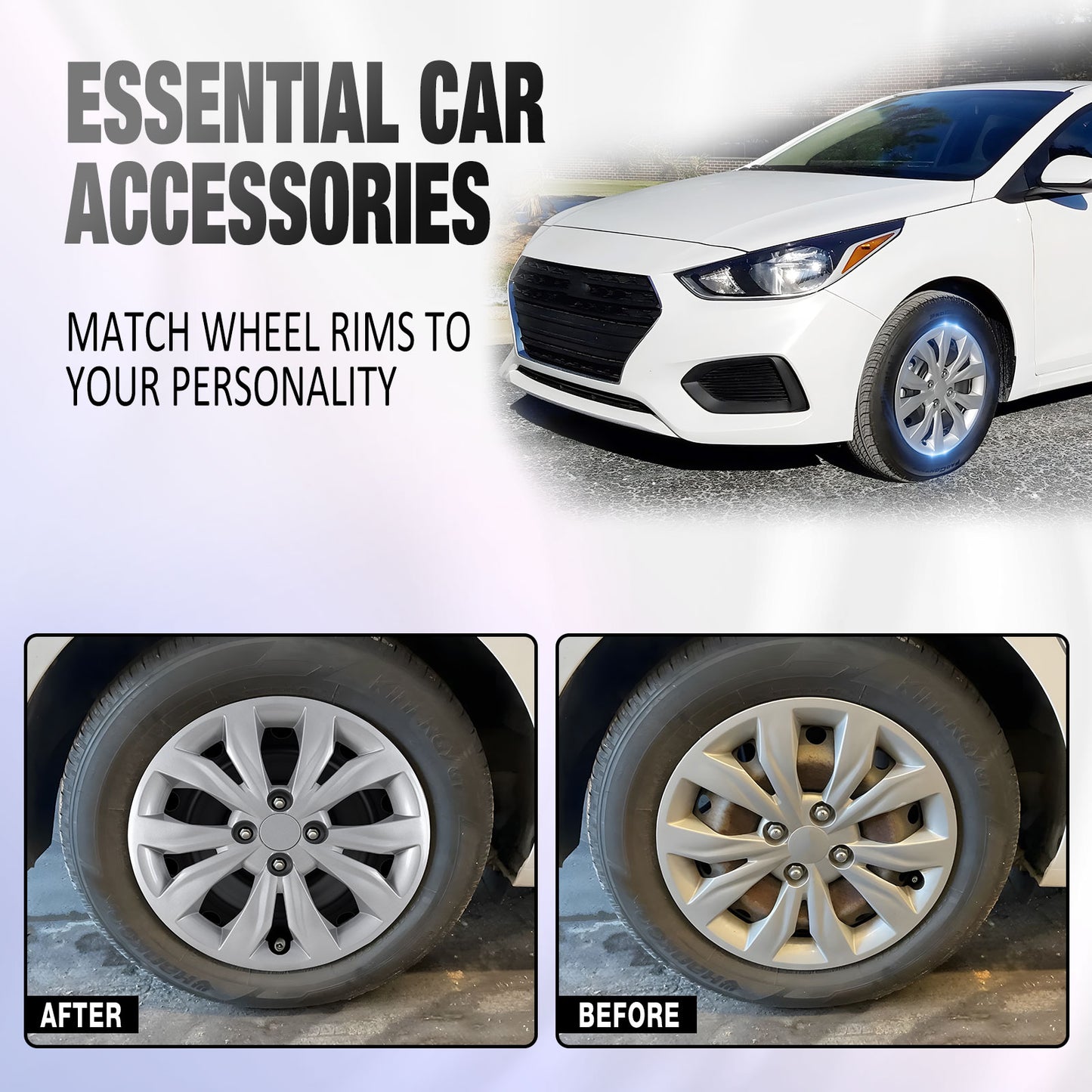 15 Inch Wheel Hubcaps for 2018-2022 Hyundai Accent/2018-2023 KIA Rio - Lacquer