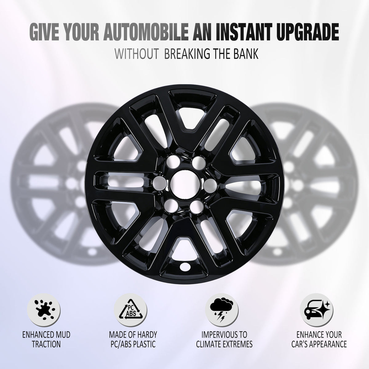 17 Inch Wheel Skins for 2014-2021 Nissan Frontier - Black Lacquer