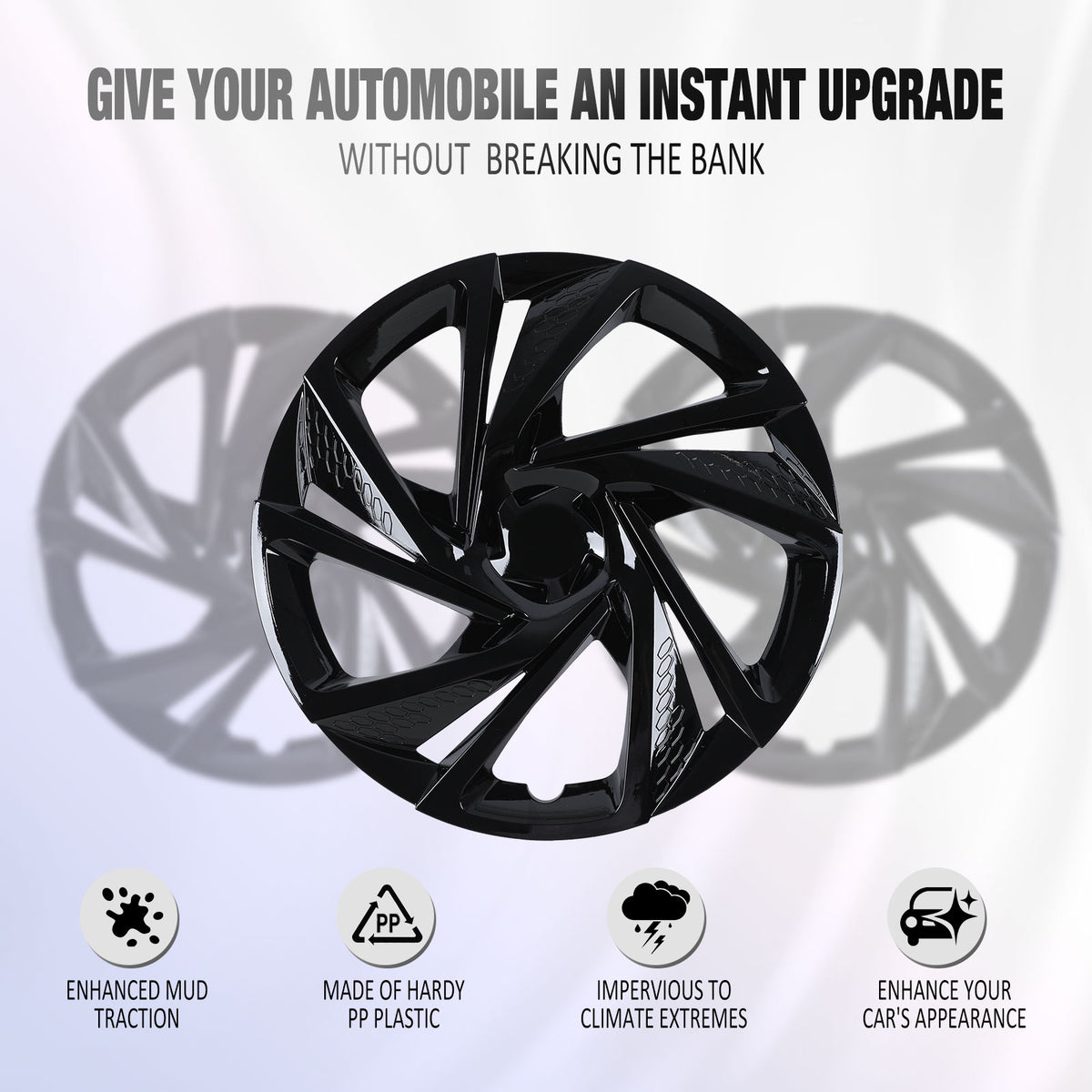 16 Inch Wheel Skins for 2017-2023 SUBARU IMPREZA SEDAN/WAGON - Black Lacquer