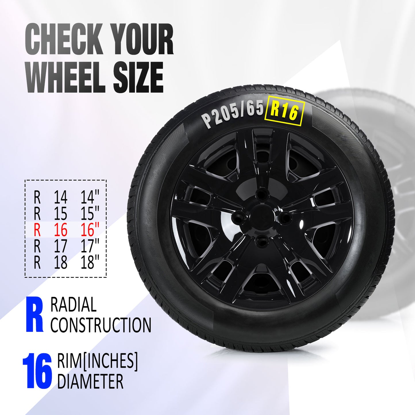 16 Inch Wheel Hubcaps for 2007-2012 Nissan Sentra - Black Lacquer