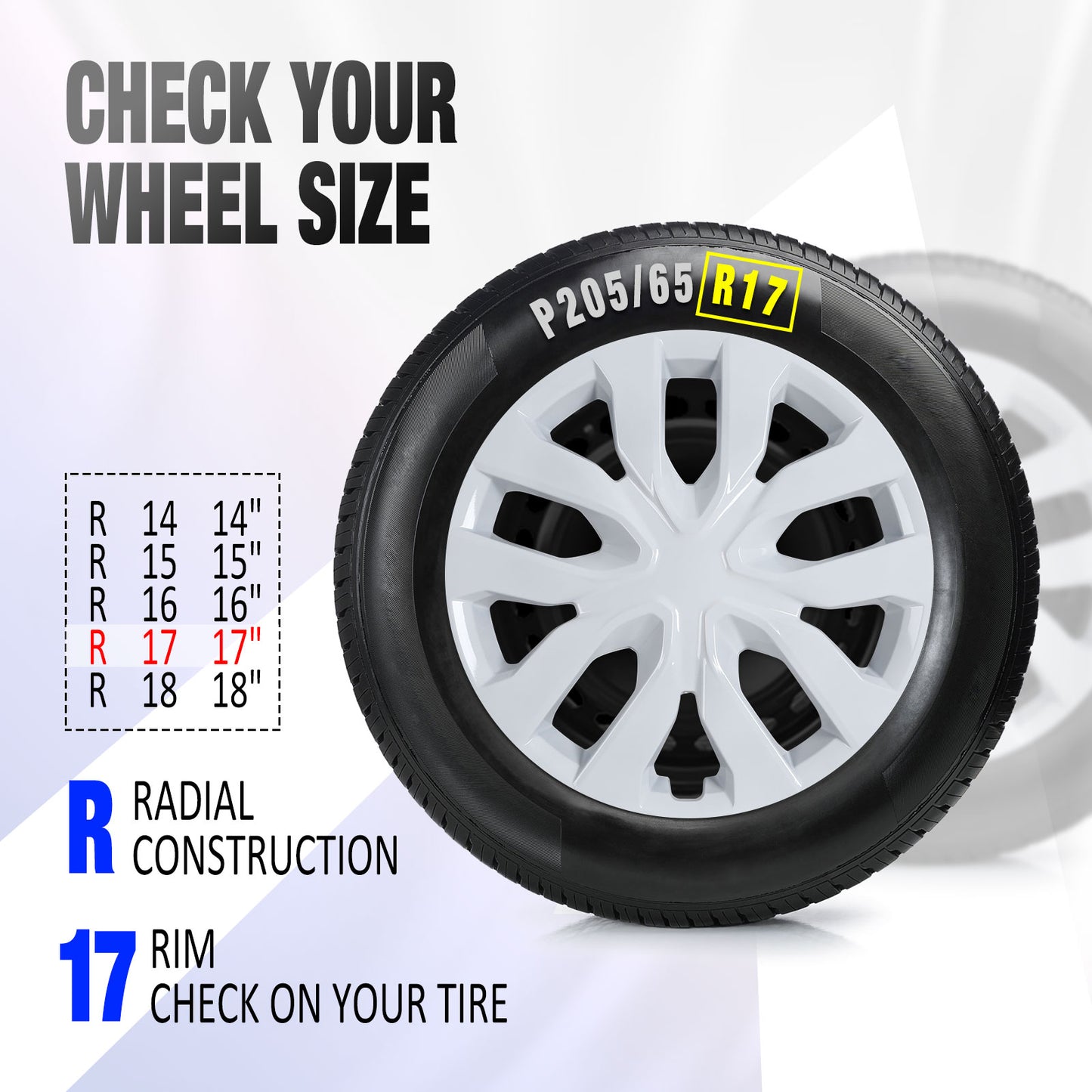 17 Inch Wheel Hubcaps for 2014-2020 Nissan Rogue - White Lacquer