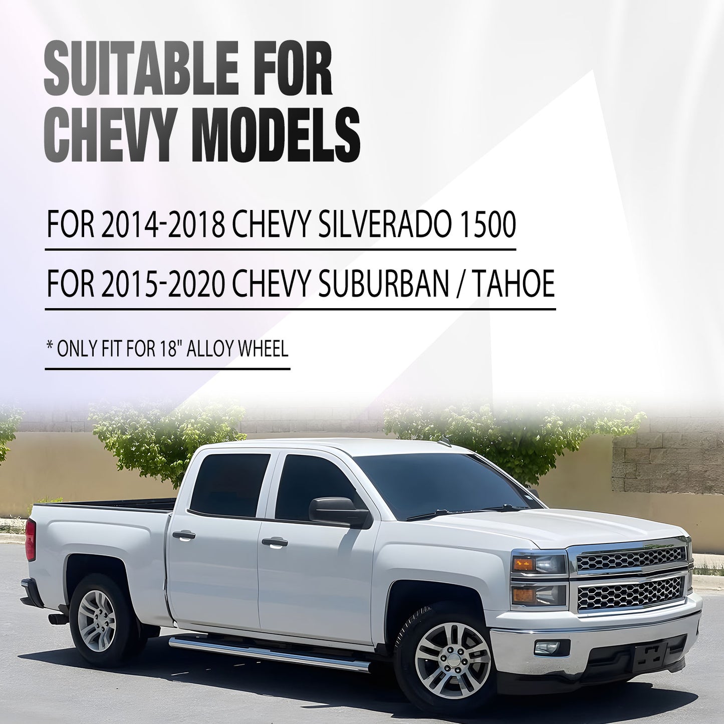 18 Inch Wheel Skins for 2014-2019 Chevy Silverado 1500/2015-2020 Chevy Suburban and Tahoe - Black Lacquer