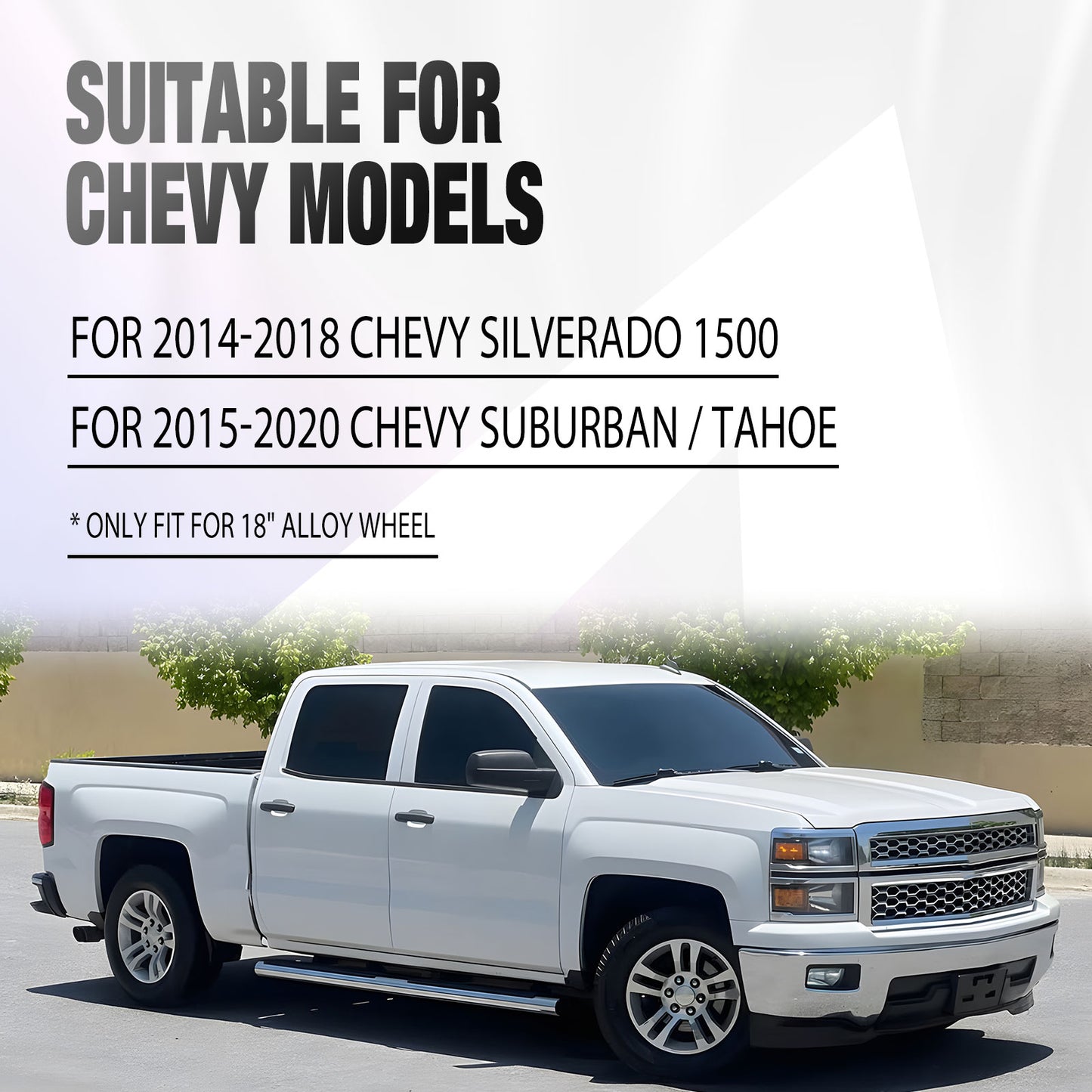 18 Inch Wheel Skins for 2014-2019 Chevy Silverado 1500/2015-2020 Chevy Suburban and Tahoe - Matte Black