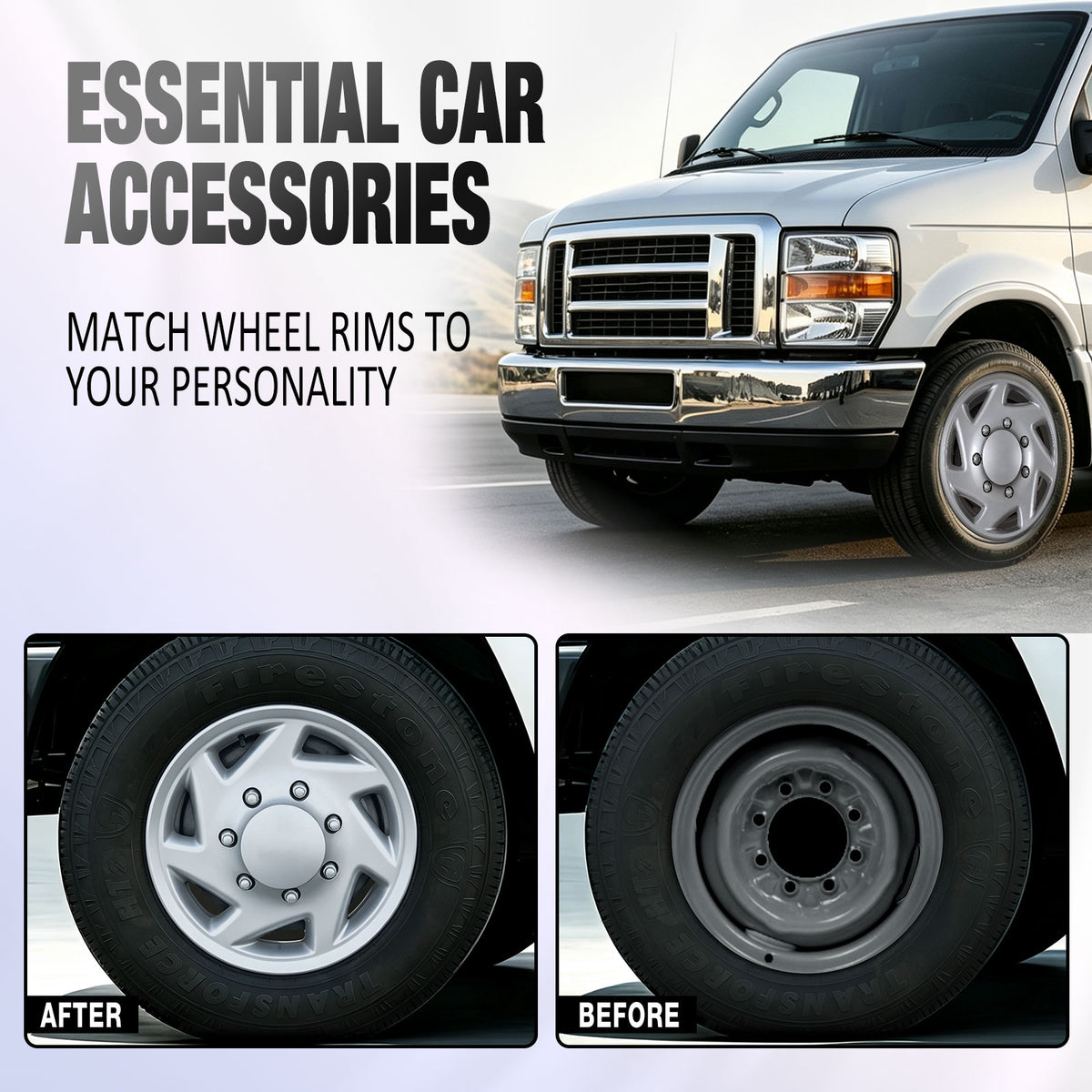 16 Inch Wheel Skins for 1992-2014 Ford E Series Van - Lacquer