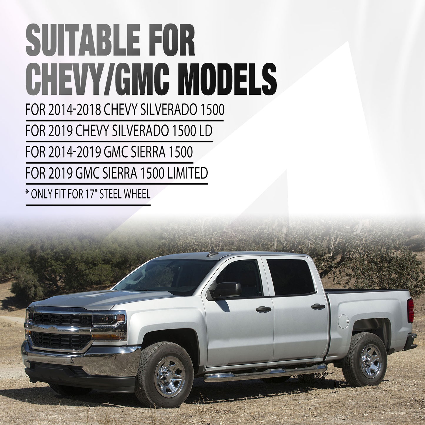 17 Inch Wheel Skins for 14-19 Chevy Silverado GMC Sierra 1500 - Matte Black