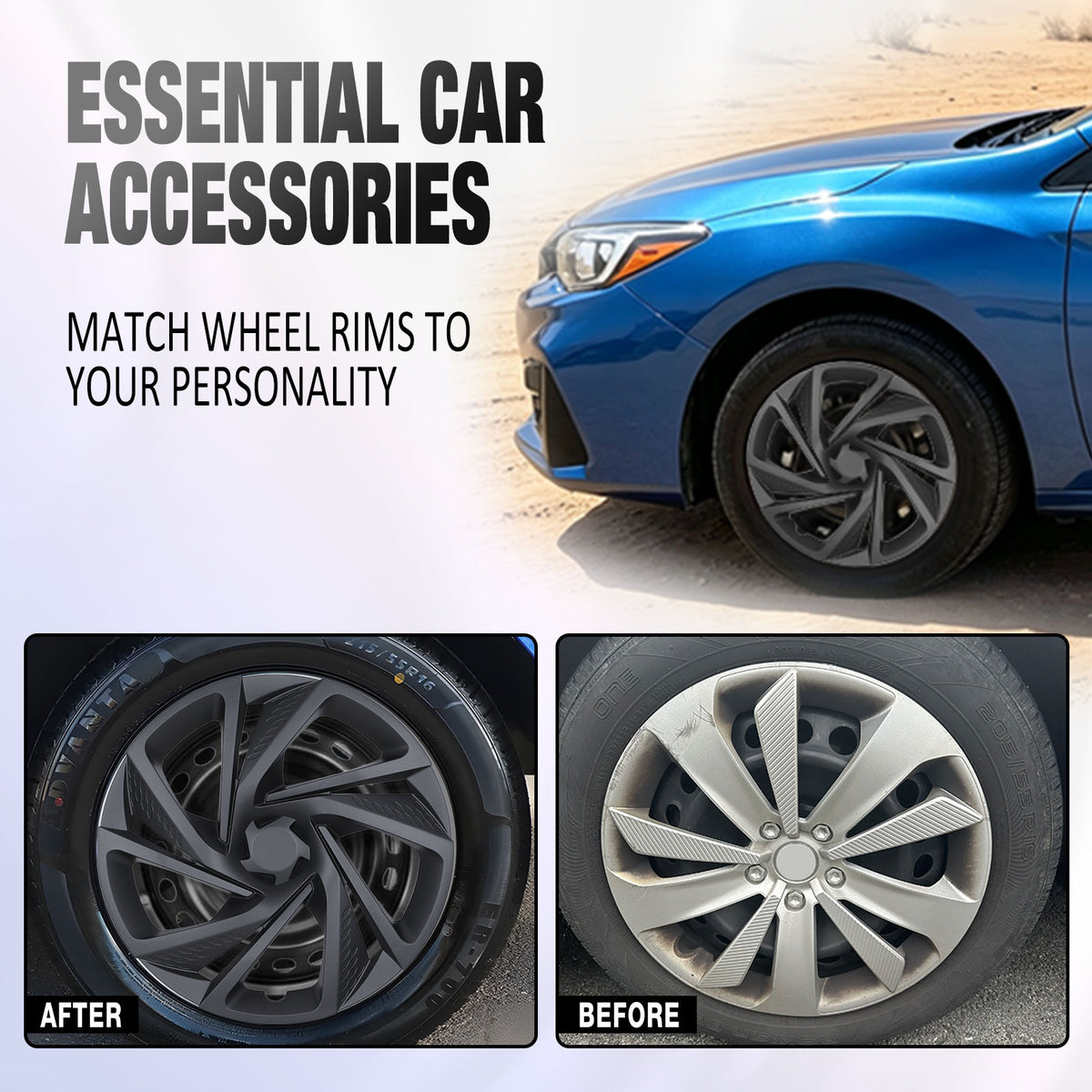 16 Inch Wheel Skins for 2017-2023 SUBARU IMPREZA SEDAN/WAGON - Matte Black