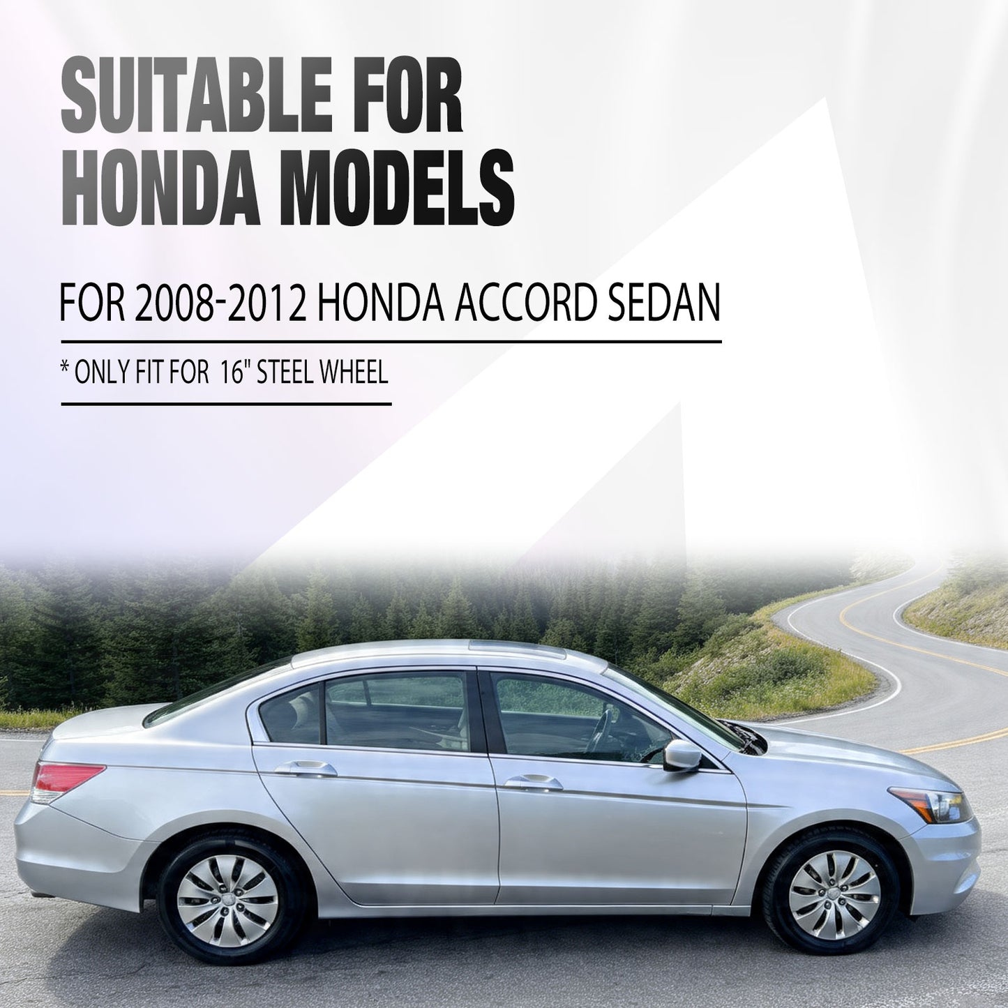 16 Inch Wheel Hubcaps for 2008-2012 Honda Accord Sedan - Black Lacquer