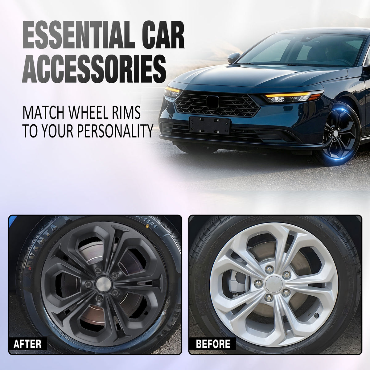 17 Inch Wheel Skins for 2023-2026 Honda Accord - Black Matte