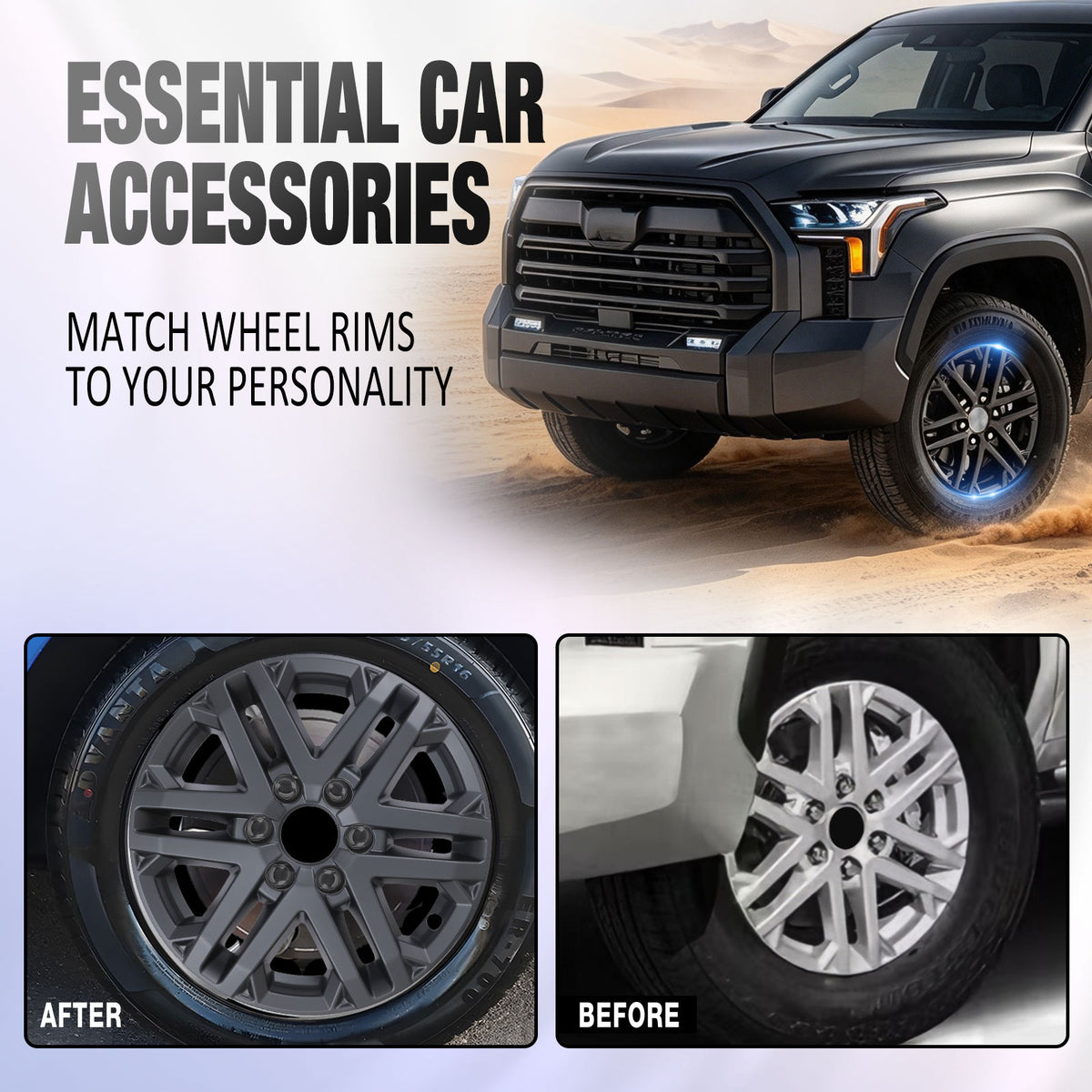 18 Inch Wheel Skins for 2022-2026 TOYOTA TUNDRA/2023-2026 Toyota Sequoia - Matte Black