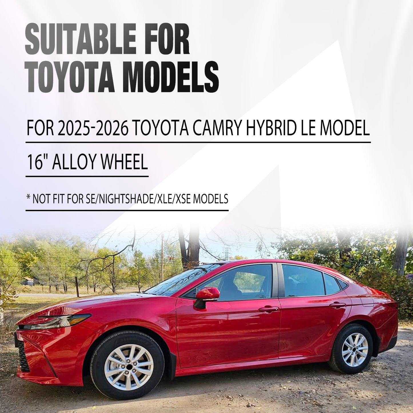 16 Inch Wheel Skins for 2025-2026 Toyota Camry Hybrid LE model - Matte Black
