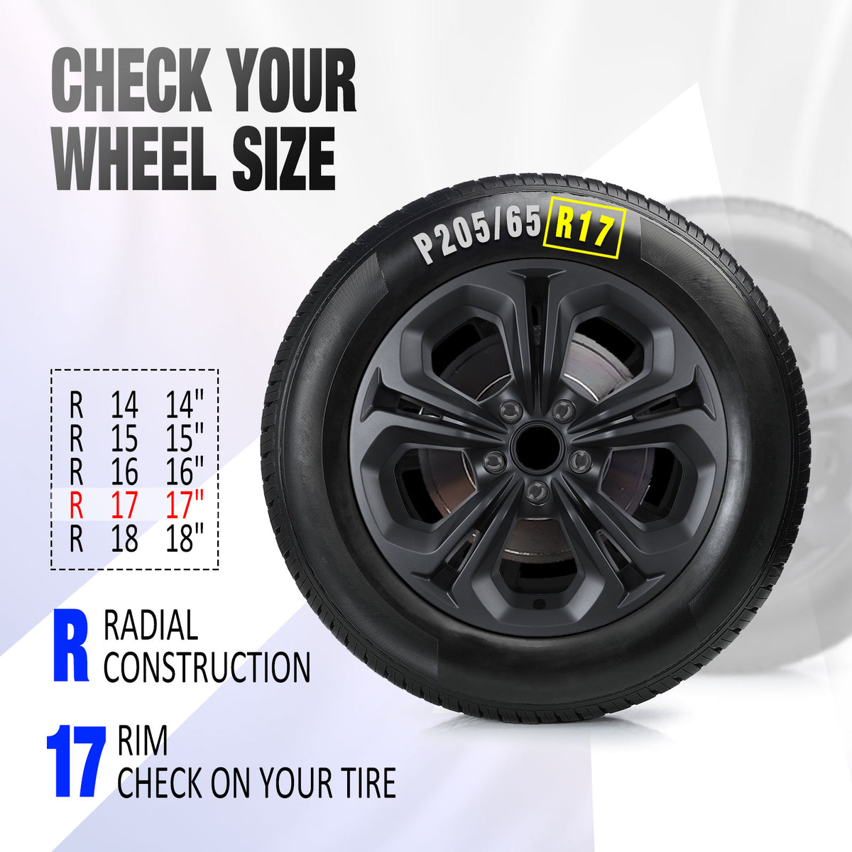 17 Inch Wheel Skins for 2023-2026 Honda Accord - Black Matte