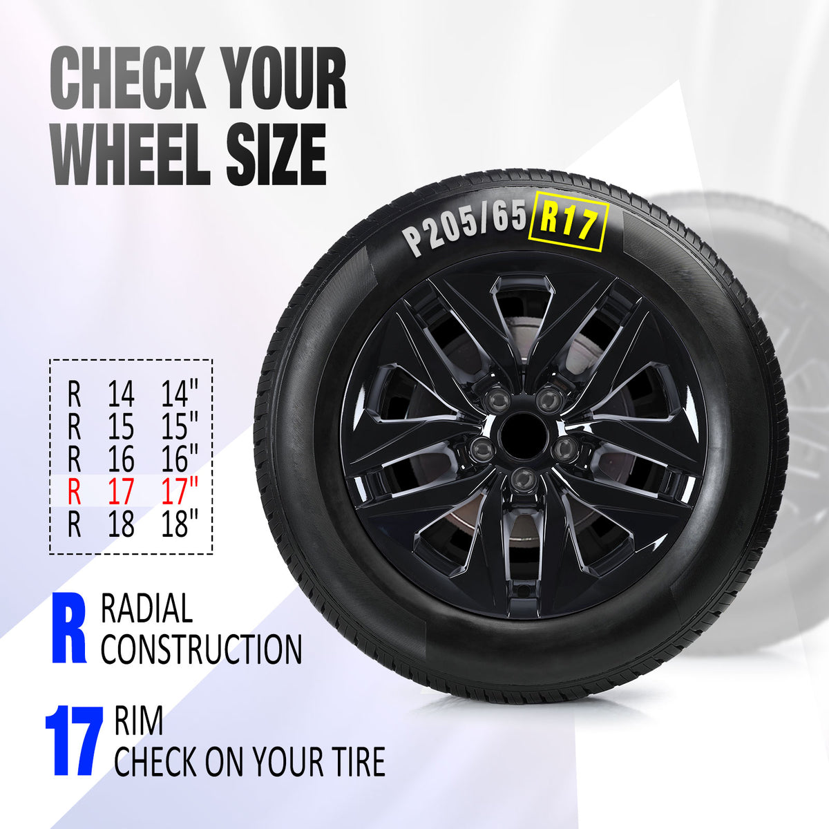 17 Inch Wheel Skins for 2021-2025 TOYOTA SIENNA - Black Lacquer