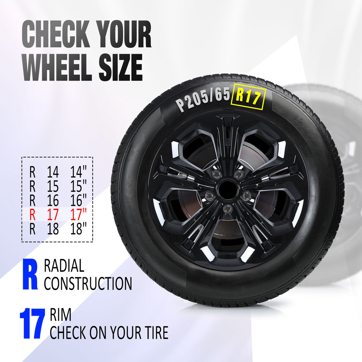 17 Inch Wheel Skins for 2023-2026 Honda Accord - Black Lacquer