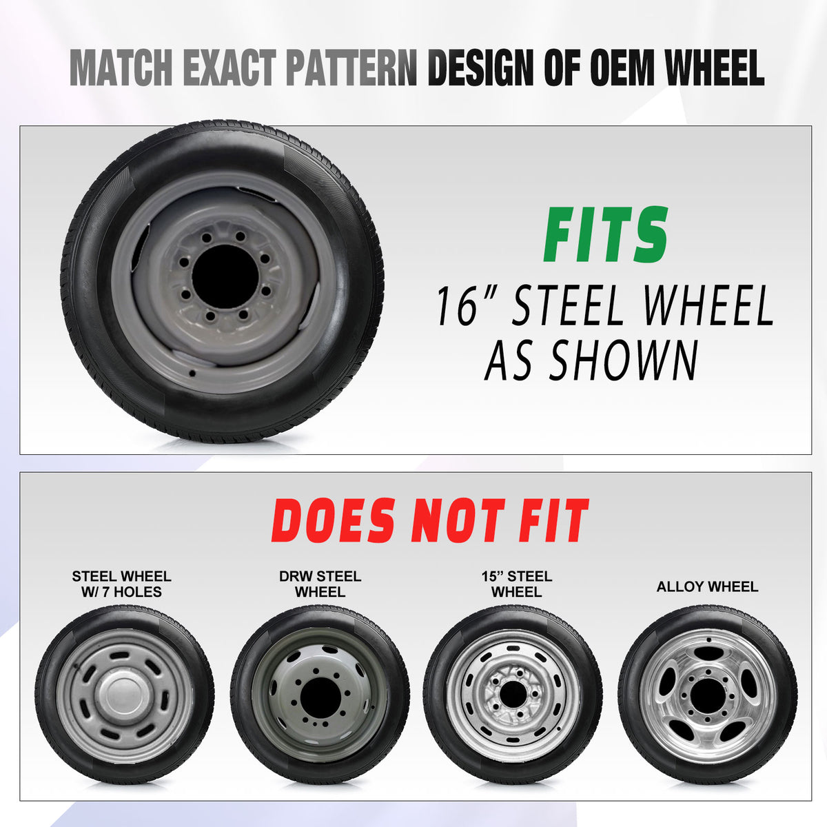16 Inch Wheel Skins for 1992-2014 Ford E Series Van - Black Lacquer