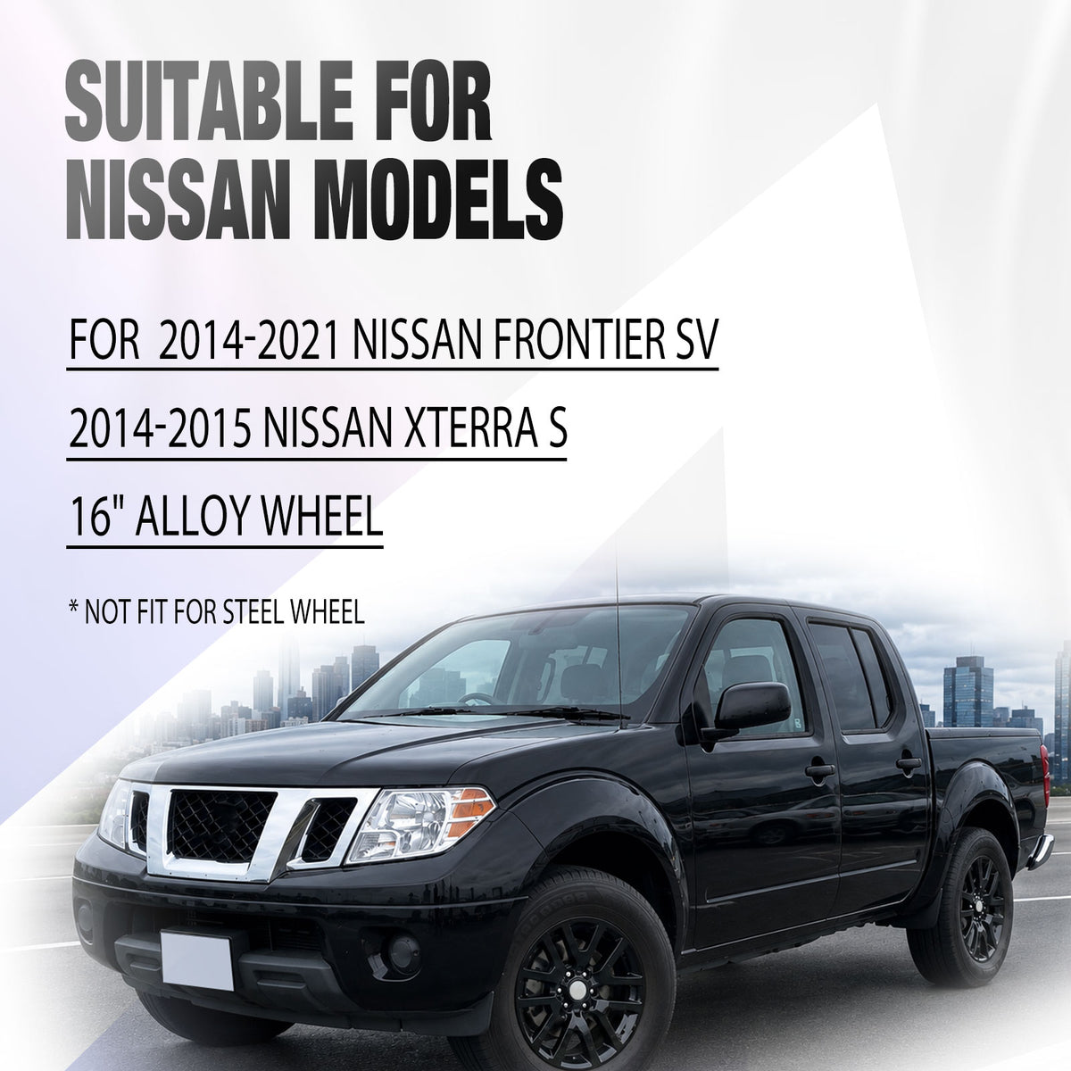 17 Inch Wheel Skins for 2014-2021 Nissan Frontier - Black Lacquer